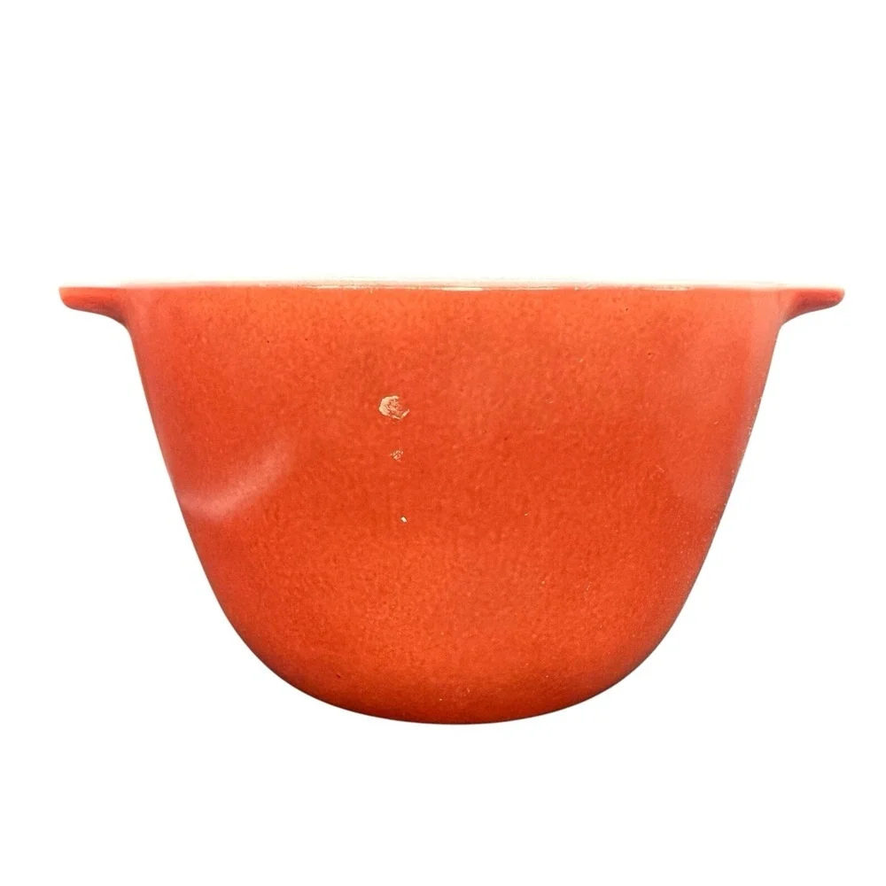 Vintage Fire King Anchor Hocking 606 Orange Ombre Handled Mixing Bowl USA MCM